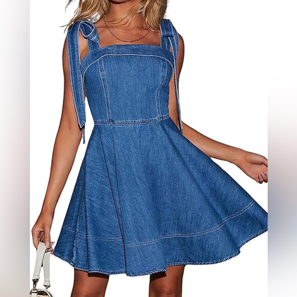 Storia Blue Denim Mini Dress - large tank mini